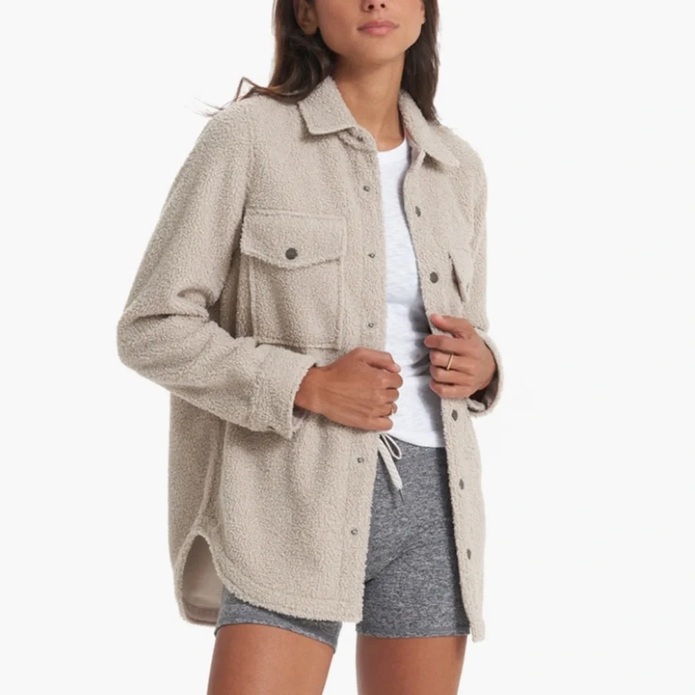 New! Vuori sycamore Sherpa button down shirt jacket shacket dark salt nwt